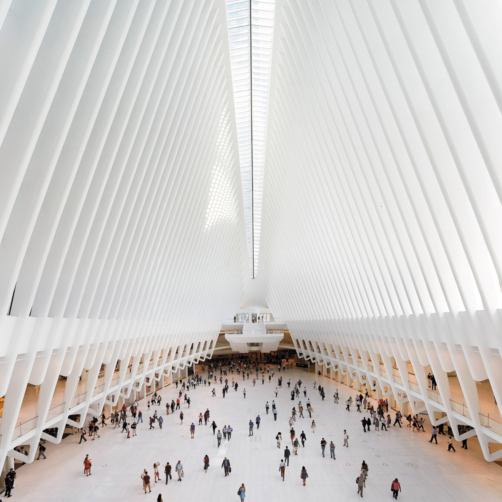 The interior of the World Trade Center Transportation Hub, designed by Santiago Calatrava
