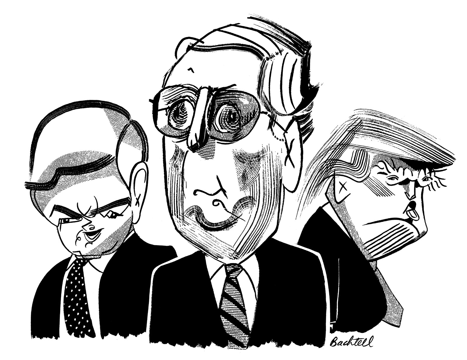 Newt Gingrich, Mitch McConnell, and Donald Trump