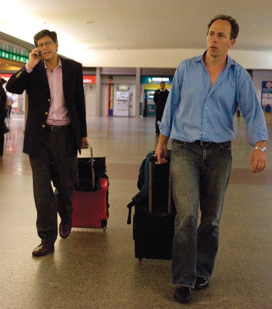 Jose Miguel Vivanco and Daniel Wilkinson of Human Rights Watch at the São Paulo, Brazil, airport, September 19, 2008. They had just been expelled from Venezuela after releasing a report in Caracas showing, as they write, that ‘President Hugo Chávez has undermined human rights guarantees’ in the country.