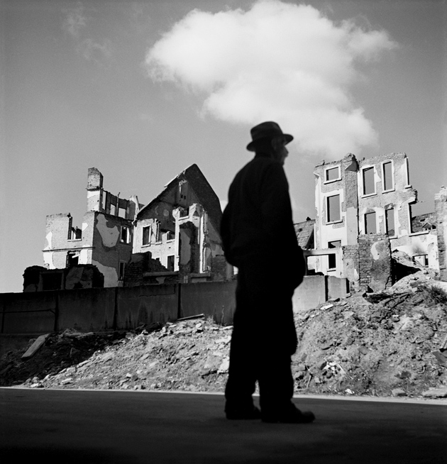 Ruins of houses destroyed during World War II, Frankfurt am Main, Germany, 1946 
