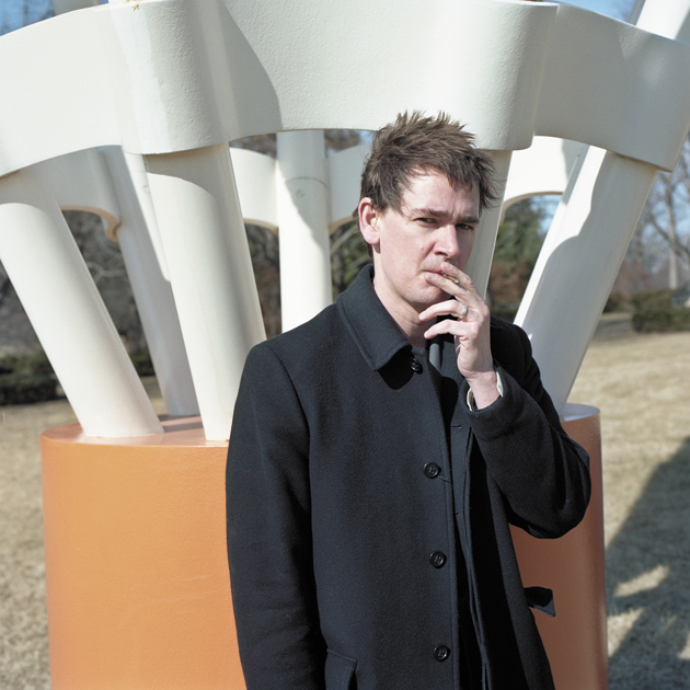 Clancy Martin in front of Claes Oldenburg’s sculpture Shuttlecocks, at the Nelson-Atkins Museum of Art, Kansas City, Missouri, February 2009; photograph by Daniel Shea
