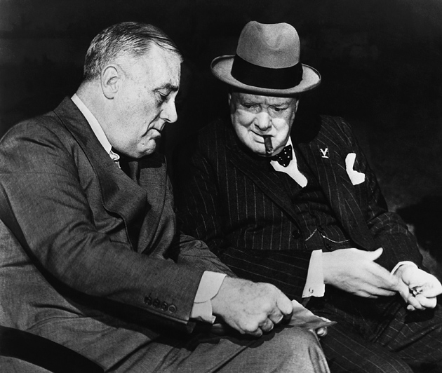 Churchill and Roosevelt Discussing Germany's Surrender Terms