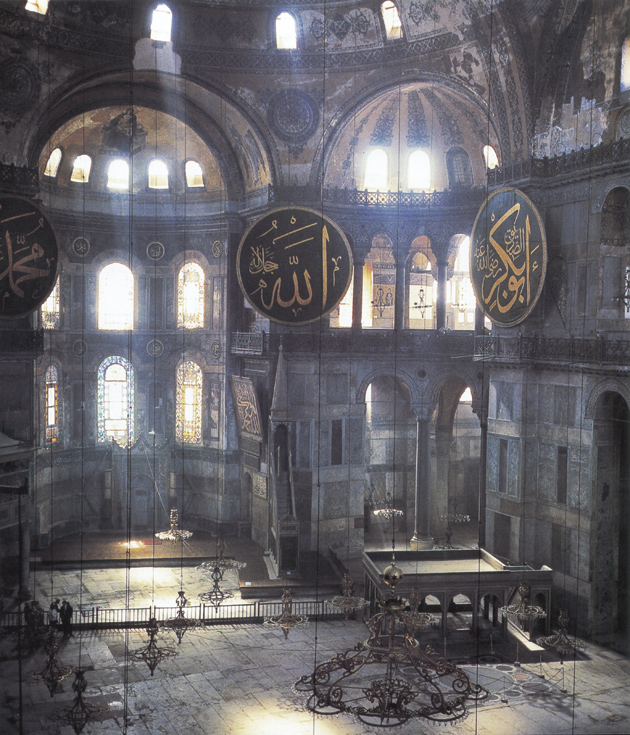 The interior of Hagia Sophia, Istanbul; from J.B. Bullen’s Byzantium Rediscovered
