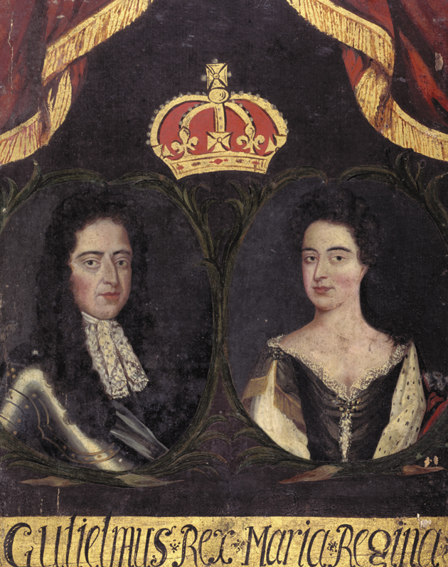 William III and Mary II, from the Guild Book of Barber Surgeons of York. The portrait
may have celebrated their coronation in 1689 after England’s Glorious Revolution.
