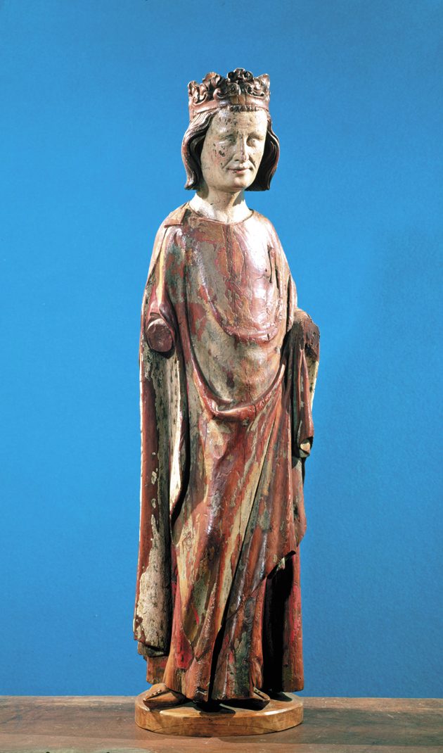 King Louis IX; polychrome wooden statue, fourteenth century