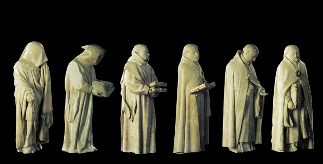 Mourners from the tomb of John the Fearless, Duke of Burgundy, by Jean de la Huerta and Antoine le Moiturier, 1443–1457