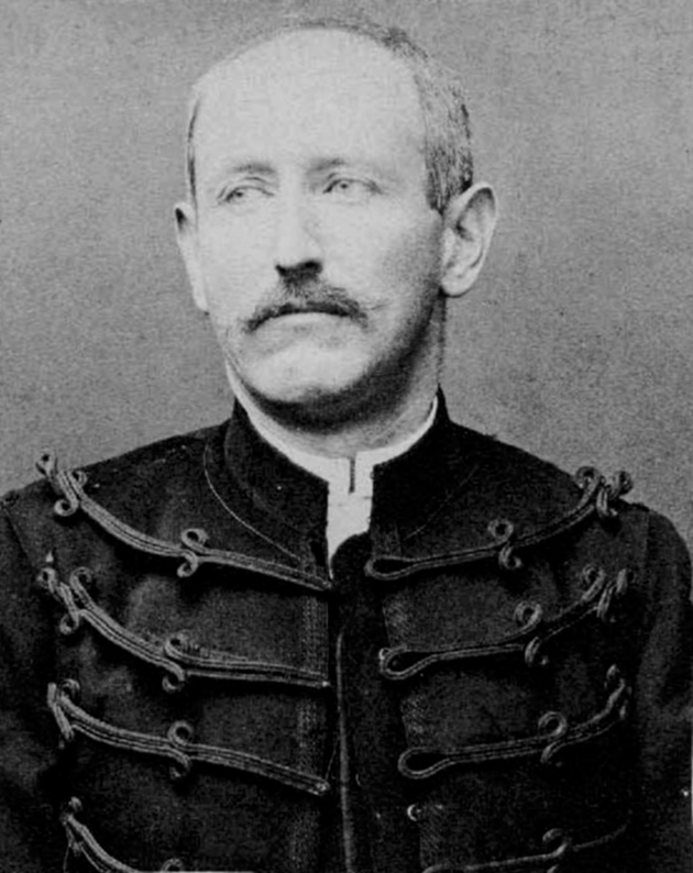 Alfred Dreyfus in a police photograph by Alphonse Bertillon immediately after the military degradation ceremony that followed his conviction for treason, January 1895
