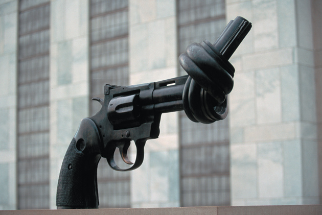 Carl Fredrik Reutersward: Non-violence, 1985, United Nations Plaza, New York City
