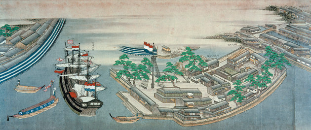 The Dutch trading settlement on the artificial island of Dejima, Nagasaki Bay, Japan, 1804

