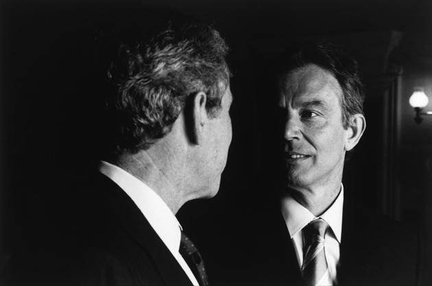 George W. Bush and Tony Blair after a joint press conference in the early days of the Iraq war, April 8, 2003
