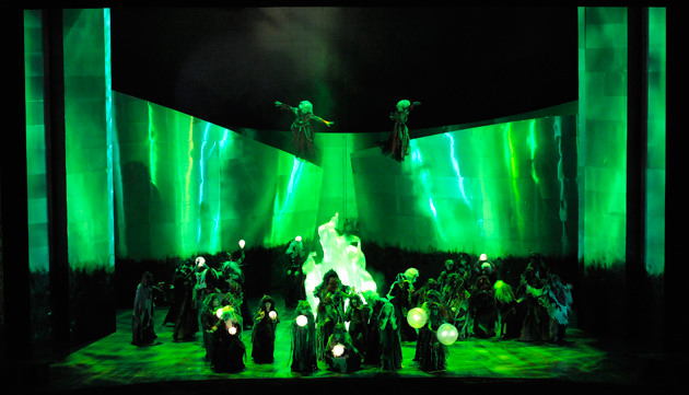 The Witches' Cave scene in the Lyric Opera of Chicago production of Verdi's Macbeth