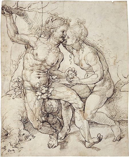 Jan Gossart:  Adam and Eve, 10 3/16 x 8 5/16 inches, c. 1520-25