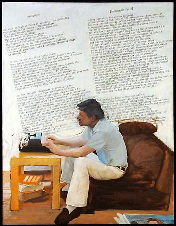 Larry Rivers: Pyrography: Poem and Portrait of John Ashbery II, 76 x 58 inches, 1977