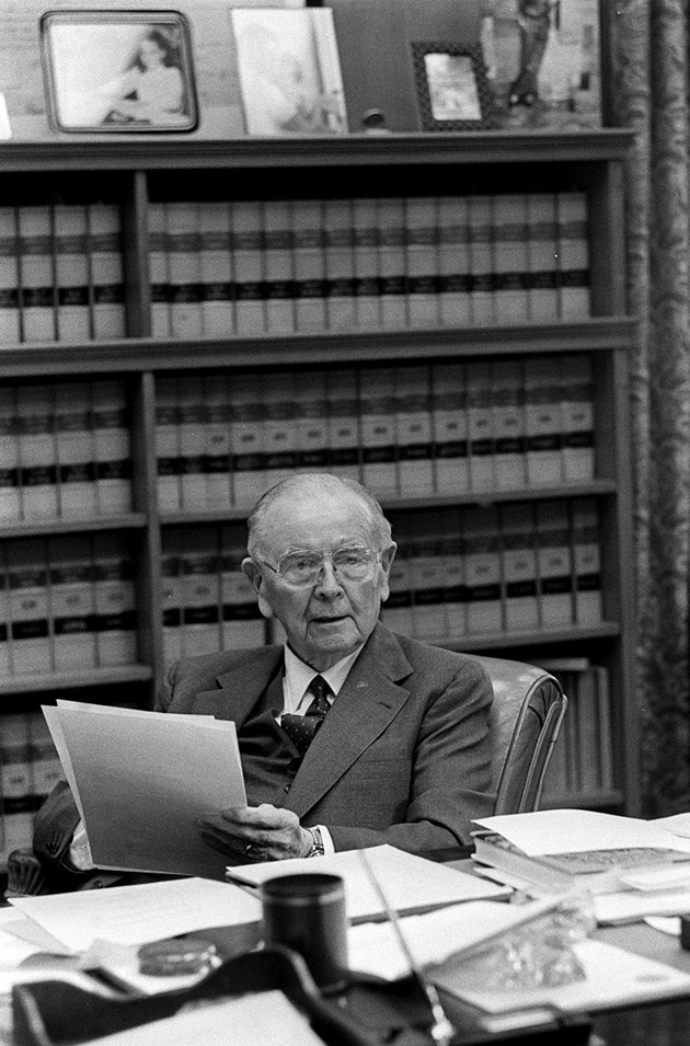 Justice William J. Brennan in his Supreme Court chambers, Washington, D.C., 1986

