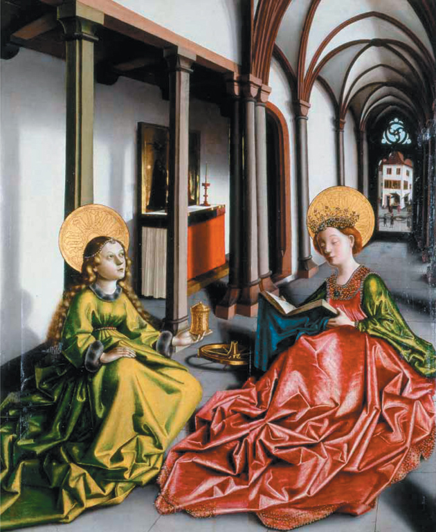 Konrad Witz: Saints Catherine and Mary Magdalene in a Church, circa 1440–1445
