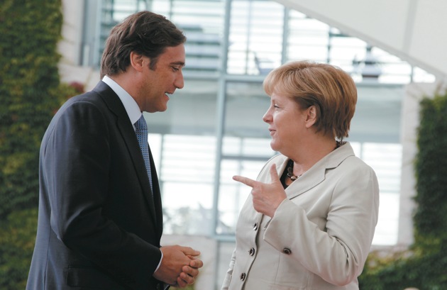 German Chancellor Angela Merkel and Portuguese Prime Minister Pedro Passos Coelho, Berlin, September 1, 2011