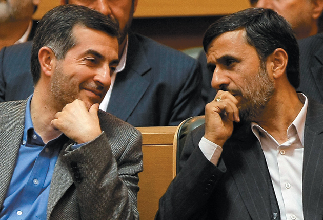 Iranian President Mahmoud Ahmadinejad (right) and his chief of staff, Esfandiyar Rahim Mashaei, Tehran, April 2009
