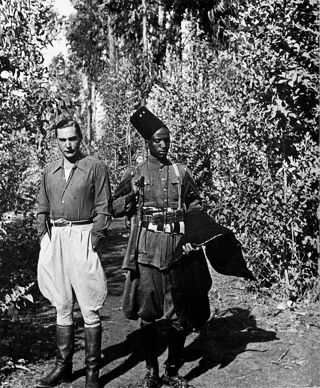 Curzio Malaparte with an Ethiopian soldier, Ethiopia, 1939
