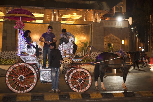 A horse and cart outside the Taj Hotel, Mumbai, India, 2010