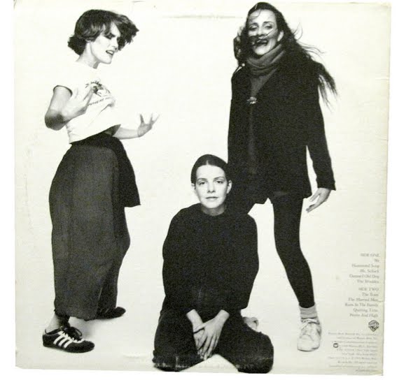 Terre (left), Maggie (middle), and Suzzy (right) on the back cover of their first album, 