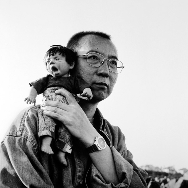 The Nobel Prize–winning writer Liu Xiaobo before his arrest, photographed by his wife, Liu Xia; from the exhibition ‘The Silent Strength of Liu Xia,’ which opened last fall at the Boulogne Museum outside Paris and will be on view at the Italian Academy for Advanced Studies at Columbia University February 9–March 1. Liu Xia’s photographs, which were smuggled out of China, show what she calls her ‘ugly babies’: mute dolls that, according to the curator Guy Sorman, represent ‘the Chinese people, and sometimes Liu Xia and her husband.’