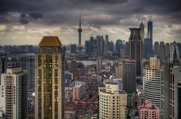 The skyline of Shanghai, looking from the Haitong Securities Building toward the Pudong financial district, 2007
