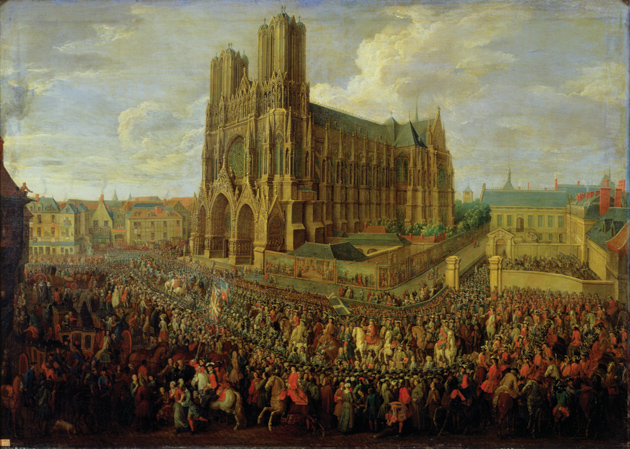 The procession of King Louis XV after his coronation at Reims Cathedral in 1722; painting by Pierre-Denis Martin, 1724

