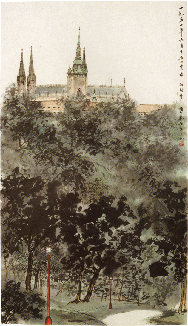 Fu Baoshi: Prague Castle, 1957
