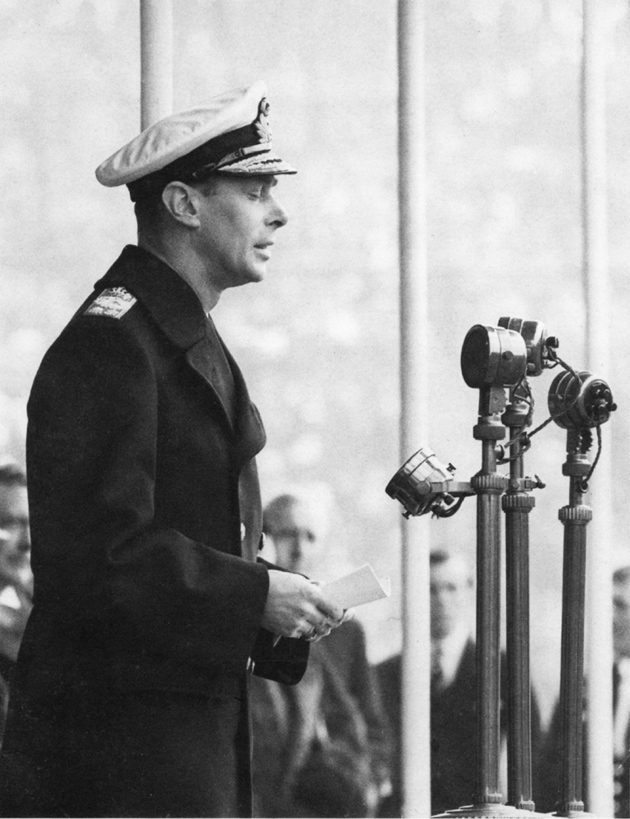 King George VI of England during one of his first broadcasts, 1937
