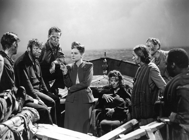 John Hodiak, Walter Slezak, Hume Cronyn, Tallulah Bankhead, Heather Angel, Mary Anderson, Henry Hull, and Canada Lee in Alfred Hitchcock’s Lifeboat, 1944
