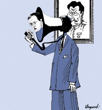 A cartoon of Vladimir Medinsky which appeared in the Moscow Times