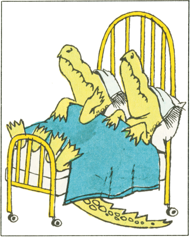 ‘H: having headaches’; drawing by Maurice Sendak for Alligators All Around, from his Nutshell Library, 1962