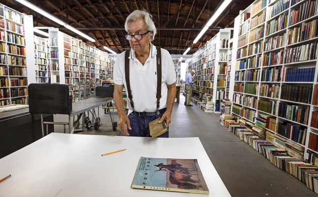 Larry McMurtry during the ‘Last Book Sale’ at his bookstore in Archer City, Texas, August 2012
