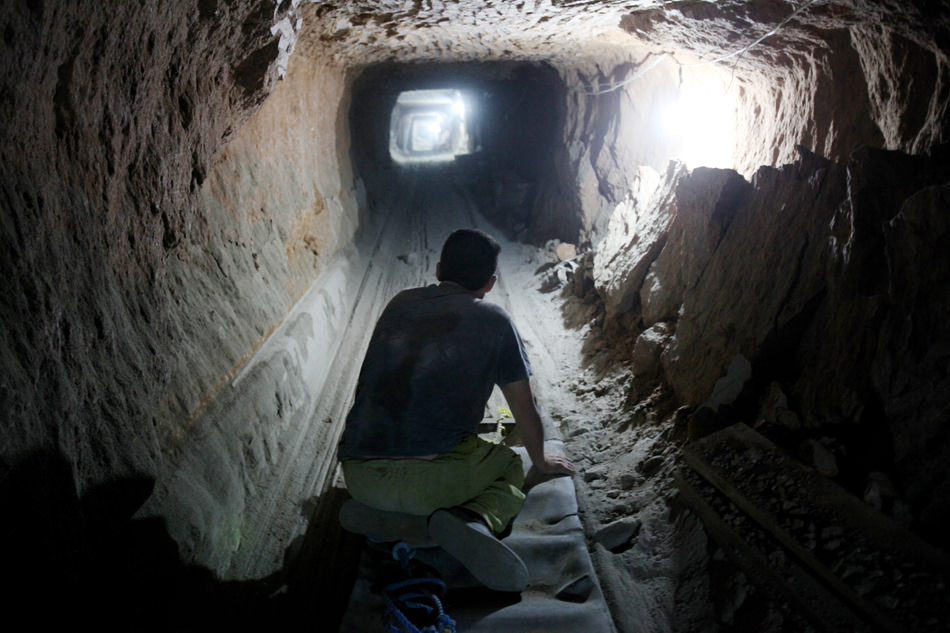 An underground tunnel beneath the city of Rafah connecting Gaza to Egypt, June 27, 2010