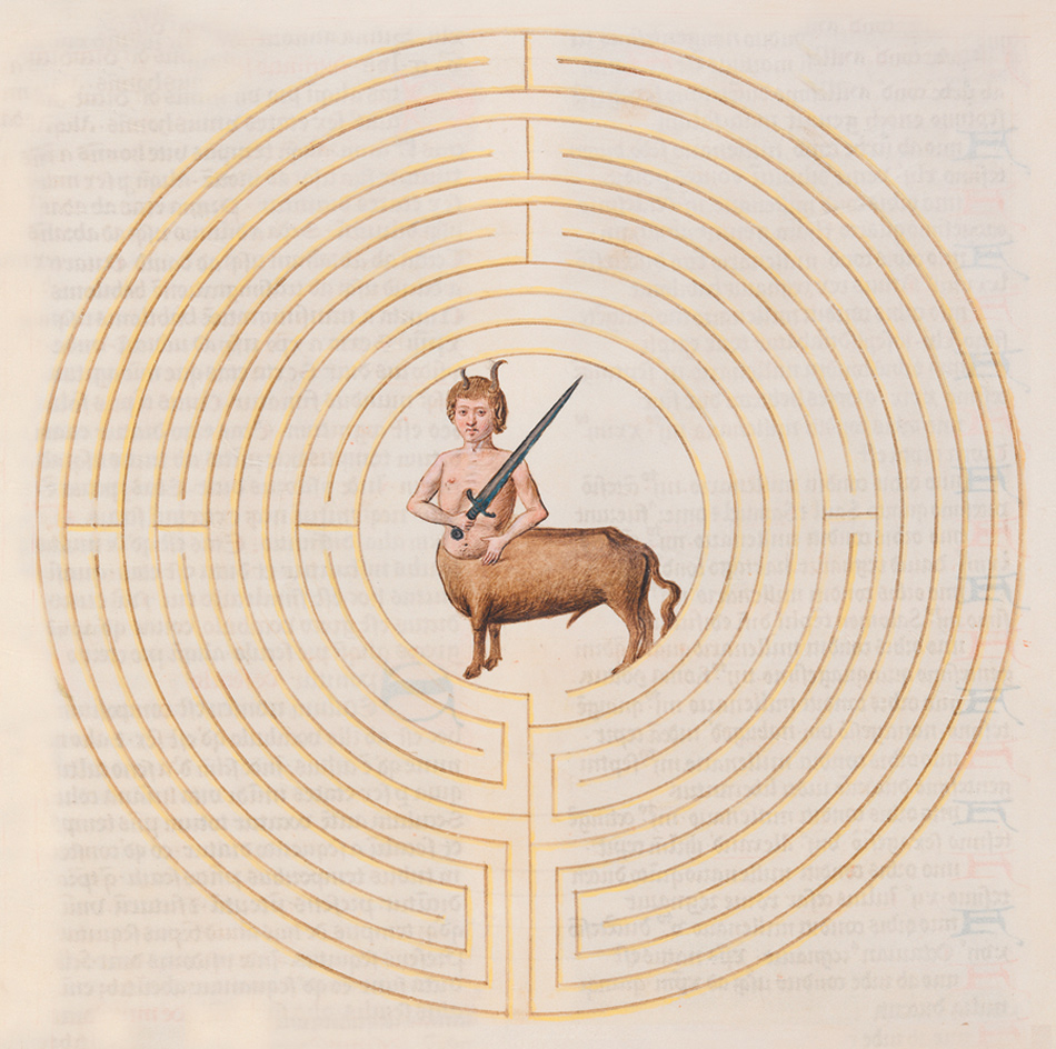 ‘The Minotaur in the Labyrinth’; from Lambert’s Liber Floridus, circa 1448
