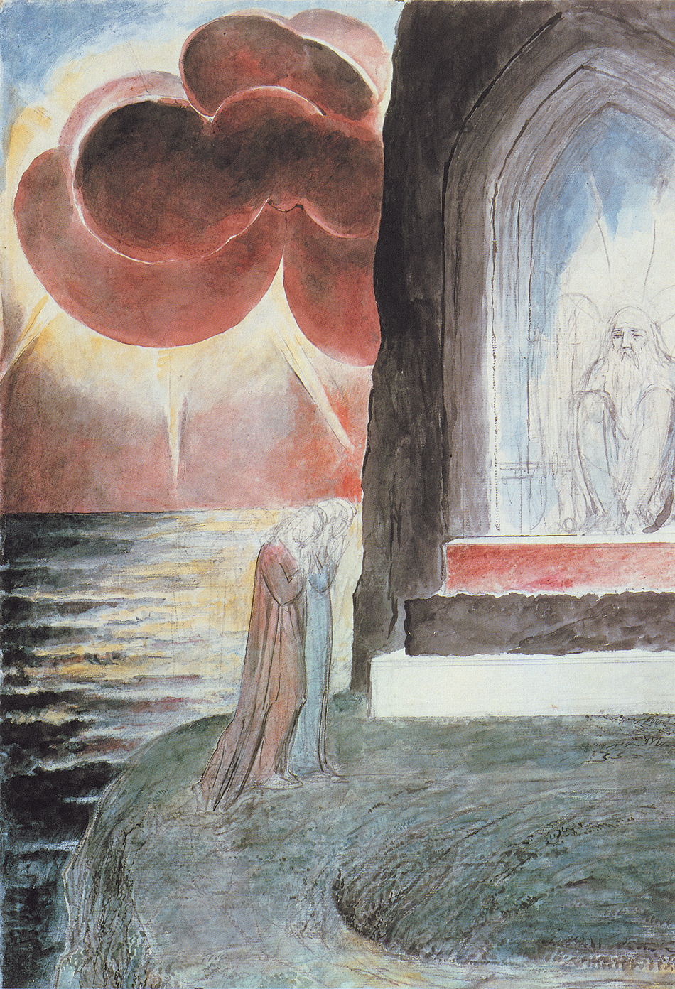 William Blake: Dante and Virgil Approaching the Angel Who Guards the Entrance of Purgatory, 1824–1827