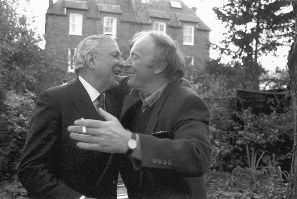 Roger Straus congratulating Joseph Brodsky on winning the Nobel Prize in Literature, London, 1987