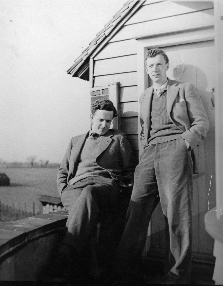 Benjamin Britten, right, with his partner, the tenor Peter Pears, at the Old Mill, his house in Suffolk, England, circa 1943
