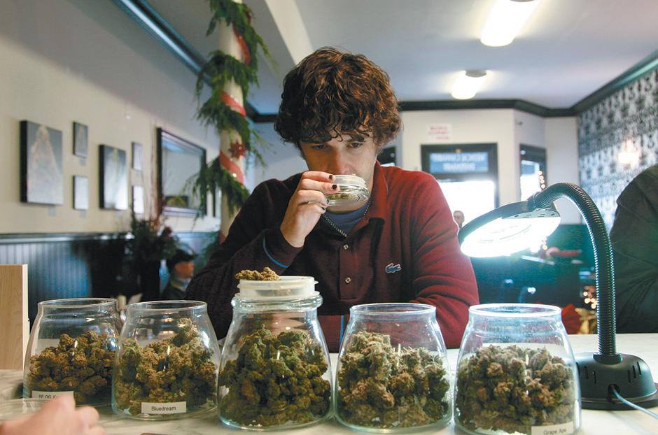 Medical marijuana patient Kevin Brown at the Apothecarium, a medical cannabis dispensary in San Francisco, December 2011