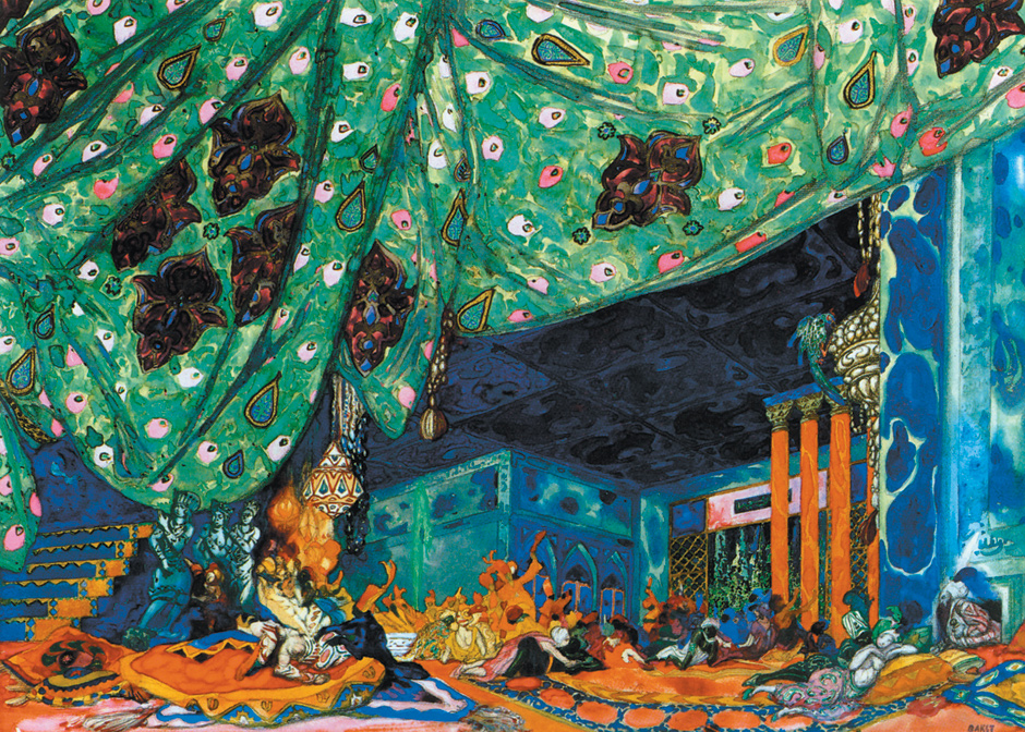 Set design by Leon Bakst for the Ballets Russes production of Scheherazade, circa 1910