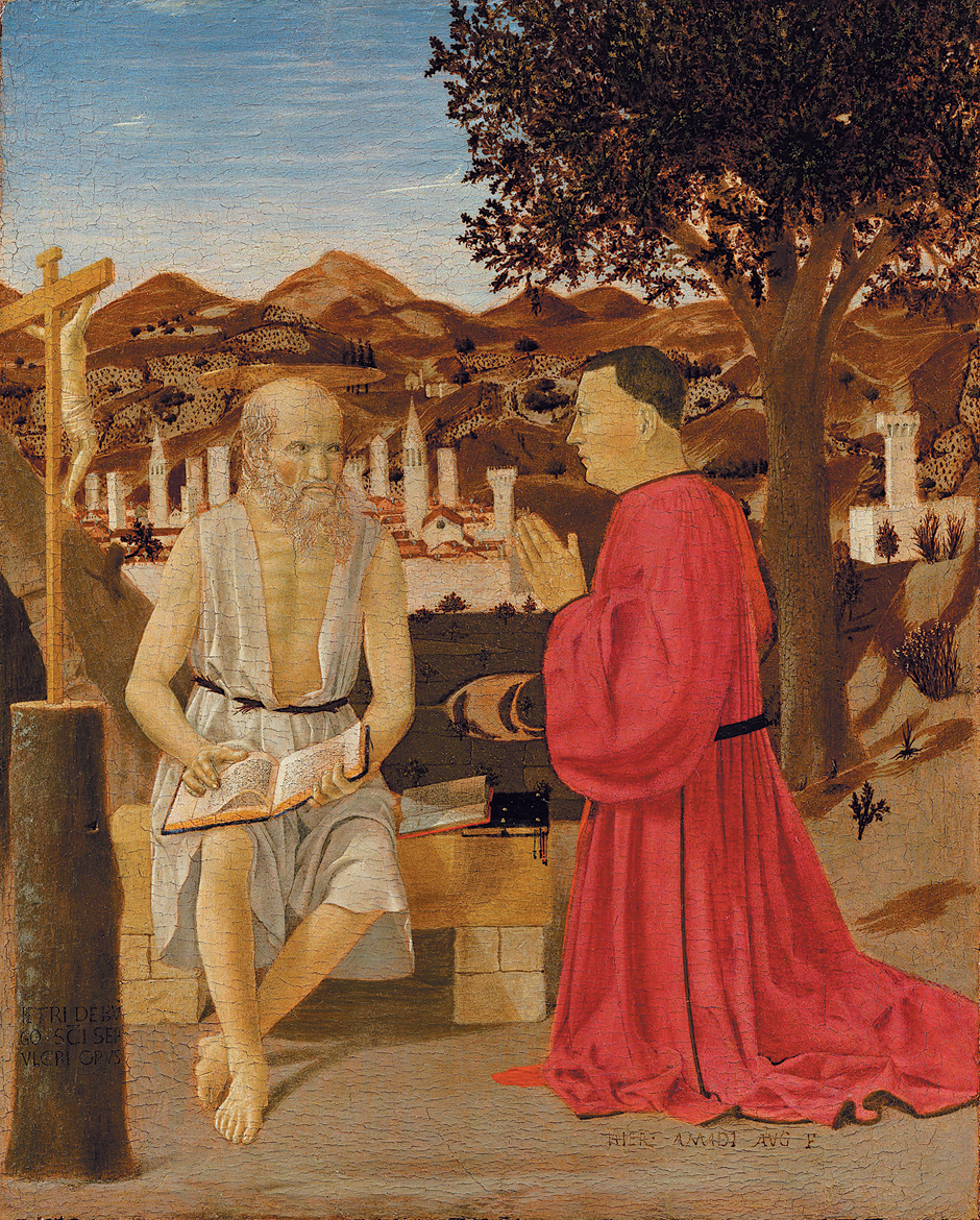 Piero della Francesca: Saint Jerome and a Supplicant, circa 1460–1464