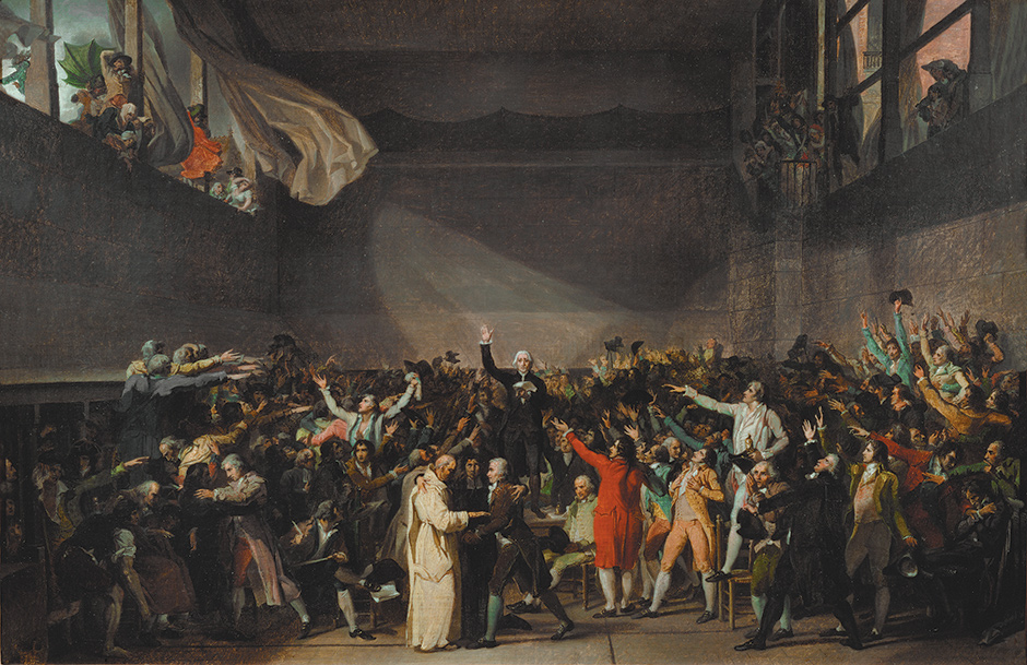‘The Tennis Court Oath, 1789’; oil sketch by Jacques-Louis David