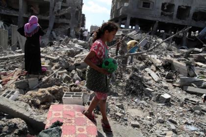 Destroyed houses in the Shejaia neighborhood of Gaza City, July 26, 2014