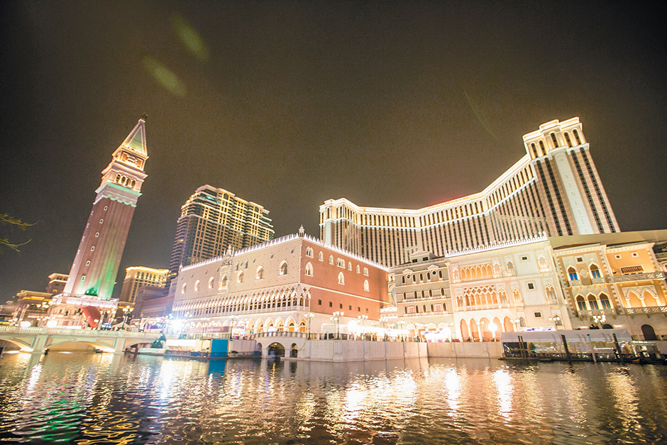 The Venetian Macao casino and resort, with recreations of the Campanile and the Doge’s Palace, Macao, China