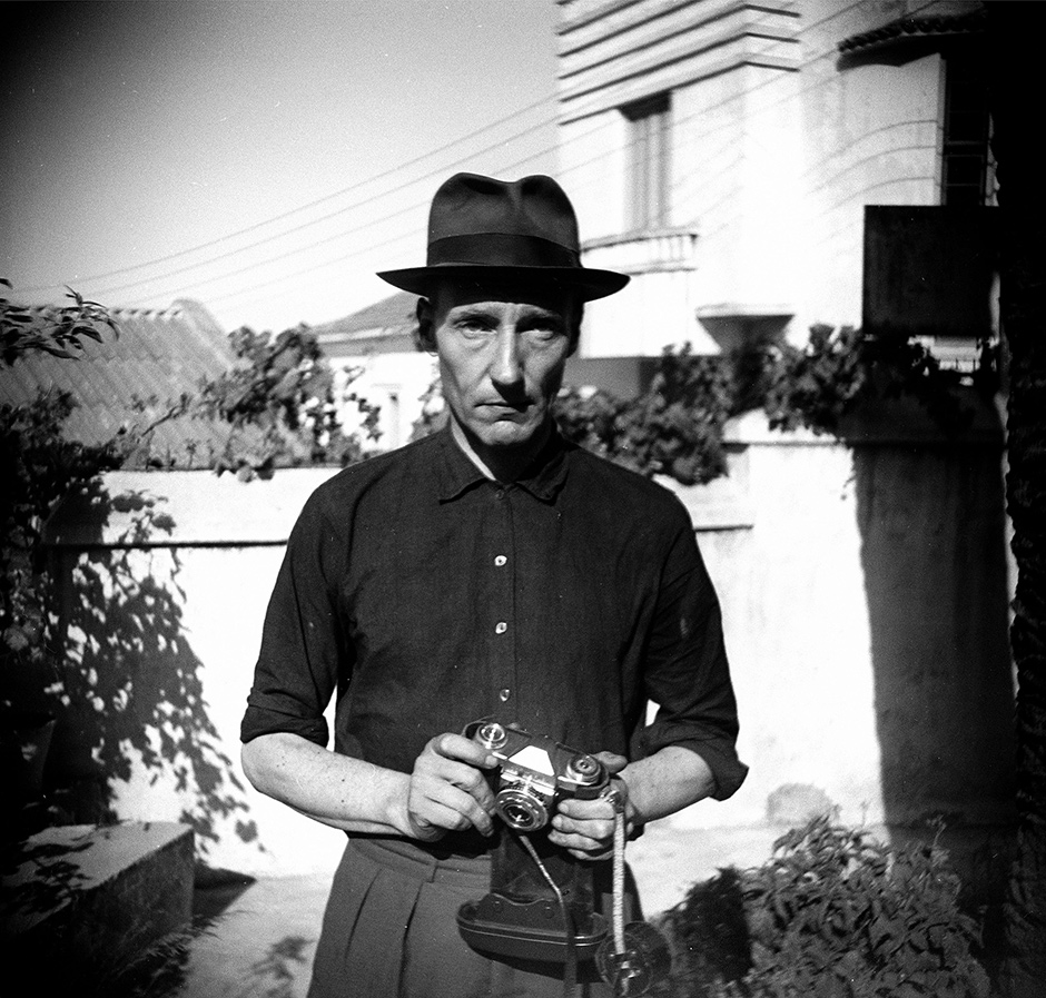 William S. Burroughs in the Hotel Villa Mouniria Garden, Tangier, 1961; from Patricia Allmer and John Sears’s Taking Shots: The Photography of William S. Burroughs, published by Prestel