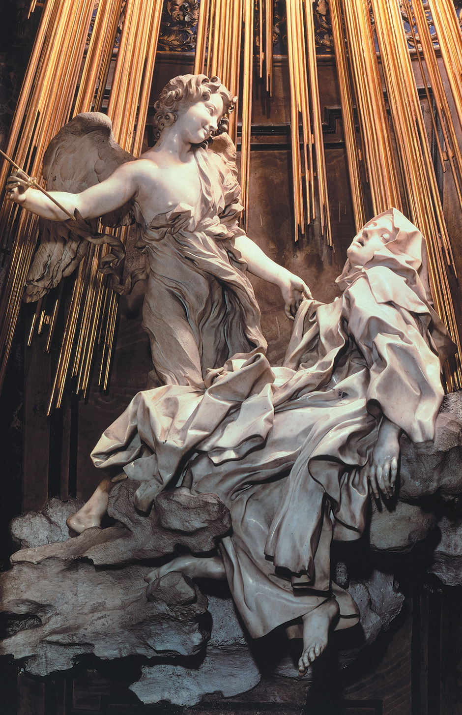 ‘The Ecstasy of Saint Teresa of Avila’; sculpture by Gian Lorenzo Bernini in the Cornaro Chapel of Santa Maria della Vittoria, Rome, mid-seventeenth century