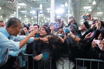 President Obama at the Costco store in Lanham, Maryland, where he gave a talk on raising the minimum wage, January 2014