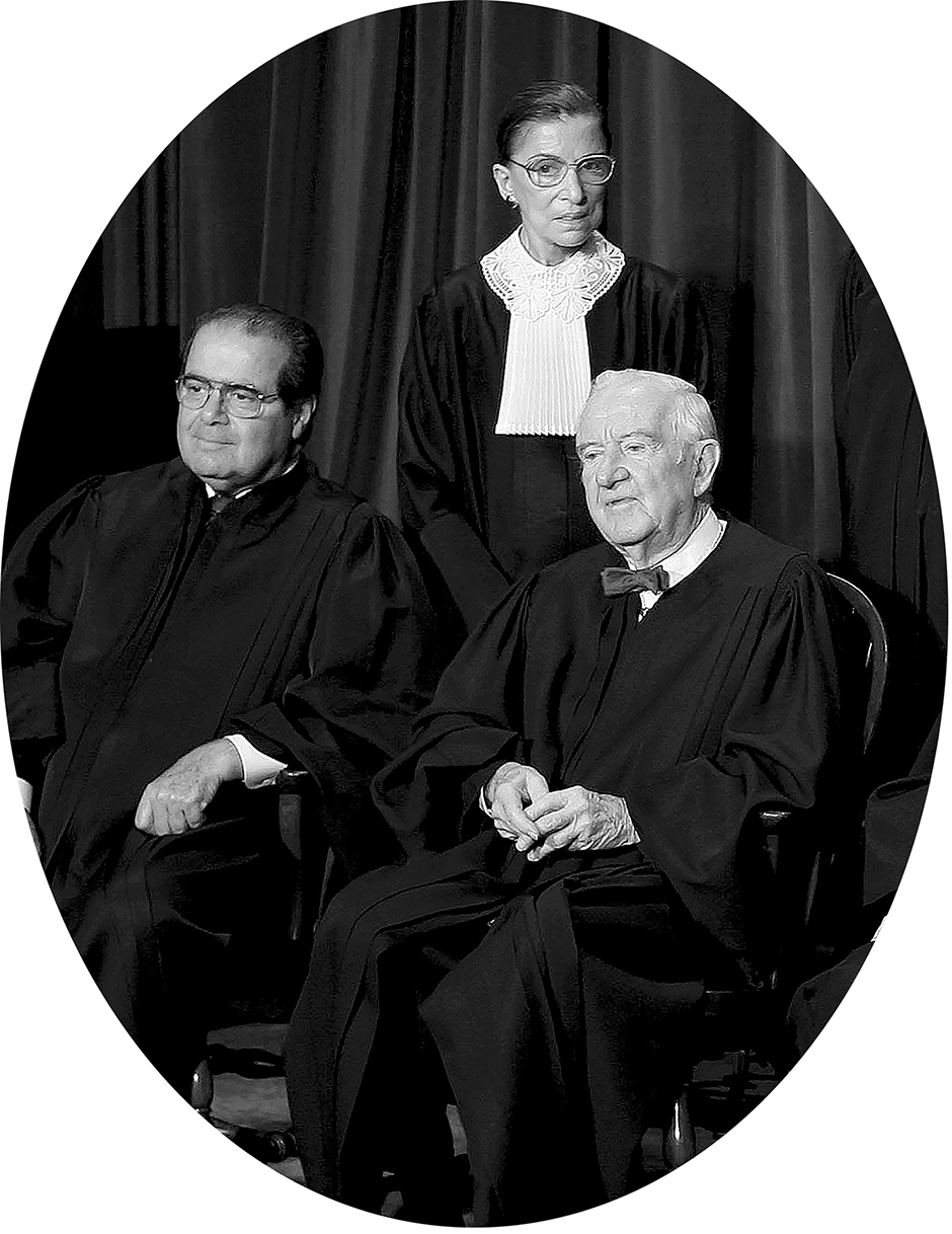 Supreme Court Justices Antonin Scalia, Ruth Bader Ginsburg, and John Paul Stevens, 2005