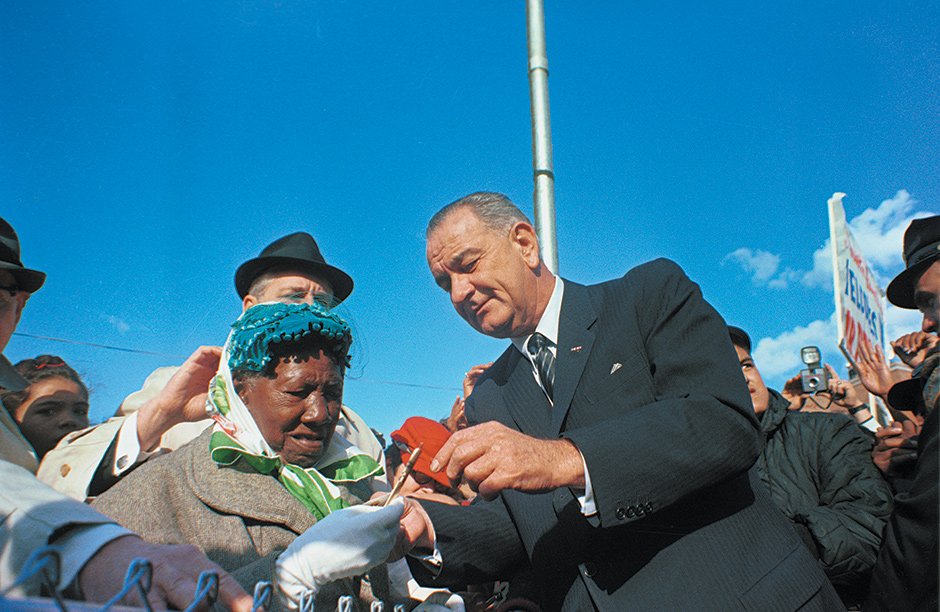 Lyndon Johnson campaigning in Illinois in 1964, the year he declared ‘war on poverty’