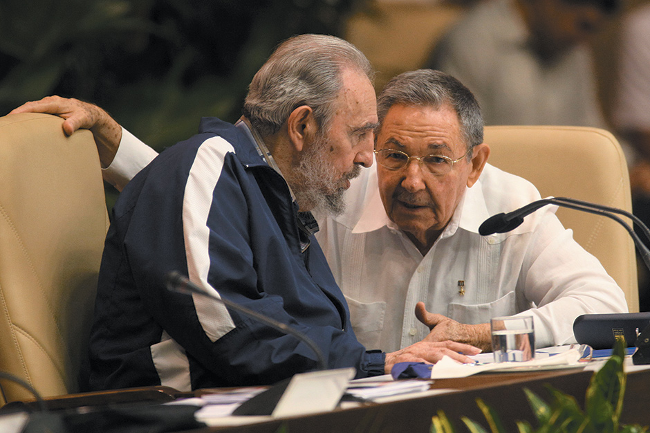 Fidel Castro and his brother, President Raúl Castro, during a meeting of Cuba’s Communist Party Congress, Havana, April 2011